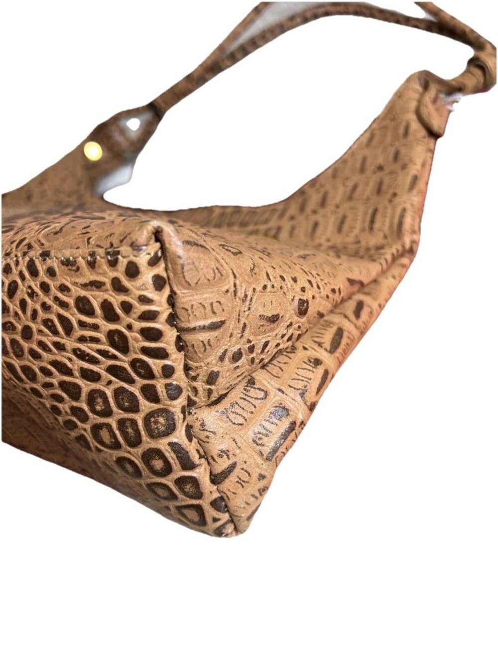 Barganza B. Bag Real Leather Brown Croc Pattern Shoulder Bag - Picture 9 of 14